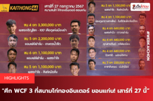 ศึก WCF 3 ที่สนามไก่ทองอินเตอร์ ขอนแก่น! เสาร์ที่ 27 นี้”